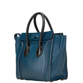 セリーヌ ラゲージ マイクロショッパー ハンドバッグ トートバッグ ネイビー ブラック レザー レディース CELINE 【中古】